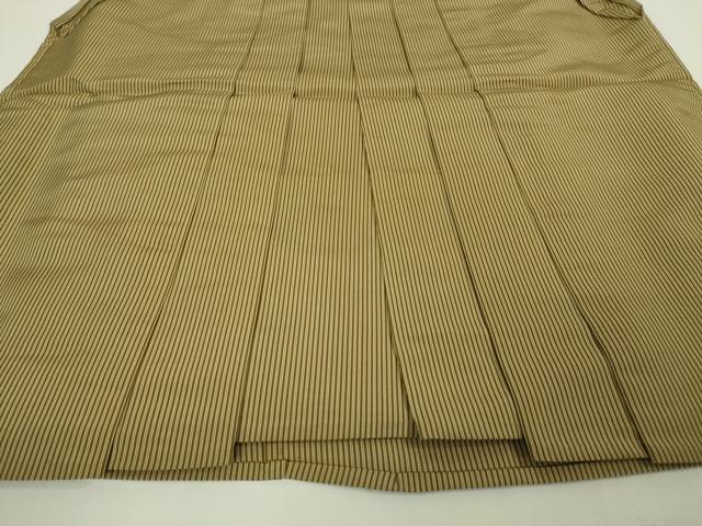平和屋本店■極上 男性 人間国宝 甲田綏郎 精好仙台平 馬乗袴 縞 黄橡色×白 逸品 DZAA4114kh5
