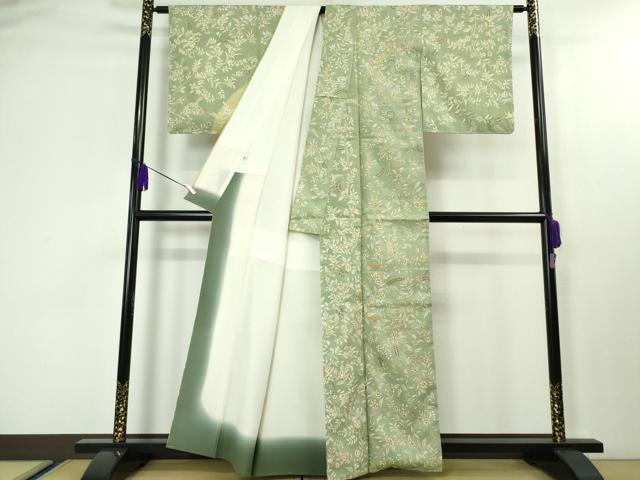 平和屋本店■極上 創業460年・千總 訪問着 本場結城紬地 刺繍 草花文 松坂屋扱い 逸品 未使用 DZAA4125kh5