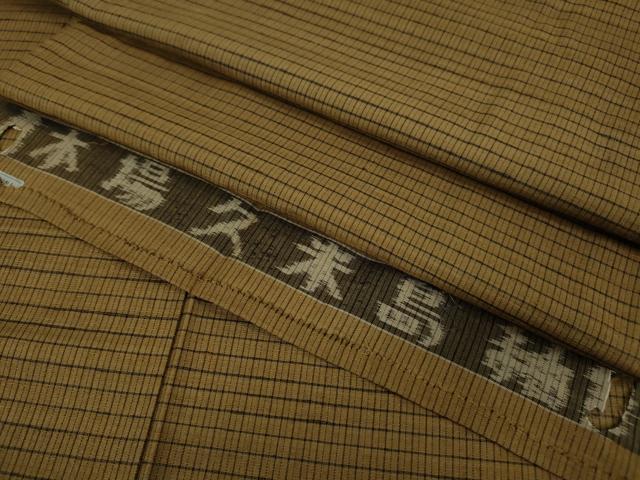 平和屋本店■極上 国指定重要無形文化財 本場久米島紬 手織 格子 反端付き 逸品 DZAA4158kh5
