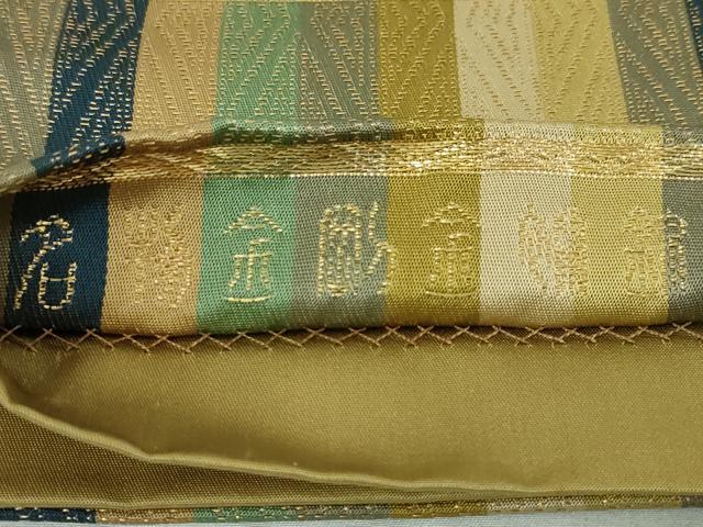 平和屋本店■極上 龍村晋謹製 傳匠名錦 全通柄袋帯 名物金剛金襴 金糸 共箱・証紙付き 逸品 未使用 DZAA4166kh5