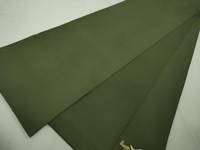 平和屋本店■極上 太鼓柄袋帯 友禅 雷神風神 海松色地 逸品 DZAA4170kh5