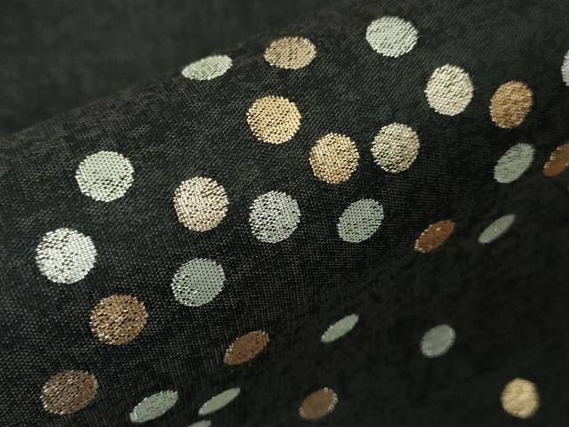 平和屋本店●極上 銀座もとじ 西陣 織楽浅野 九寸名古屋帯 ハート ドット 黒地 金銀糸 逸品 未使用 DZAA4193kh5