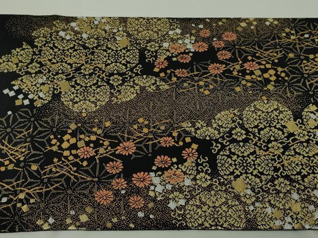 平和屋本店■極上 龍村美術織物 たつむら 本袋帯 料紙映雅錦 黒地 金銀糸 逸品 DZAA4197kh5