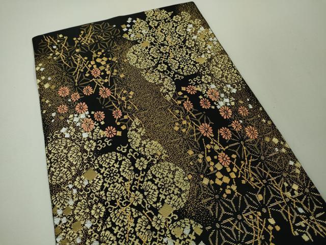 平和屋本店■極上 龍村美術織物 たつむら 本袋帯 料紙映雅錦 黒地 金銀糸 逸品 DZAA4197kh5