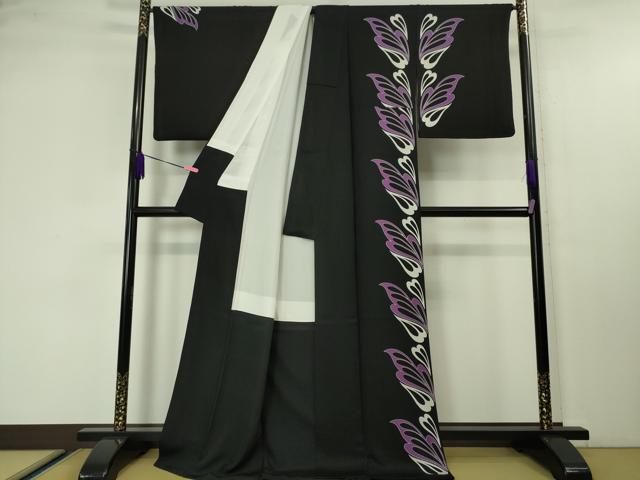 平和屋本店■極上 着物デザイナー 井尻学 訪問着 洋花文 黒地 反端付き 逸品 DZAA4217kh5