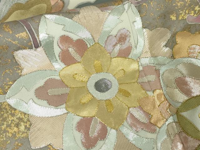 平和屋本店■希少 皇室献上作家 野村静枝 佐賀錦 色留袖 駒刺繍 花唐草文 暈し染め 秘色色地 金銀彩 逸品 DZAA4229kh5