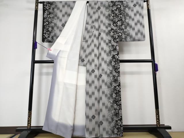平和屋本店■極上 キモノデザイナー 斉藤上太郎 訪問着 お召地 市松花唐草文 暈し染め 逸品 DZAA4230kh5