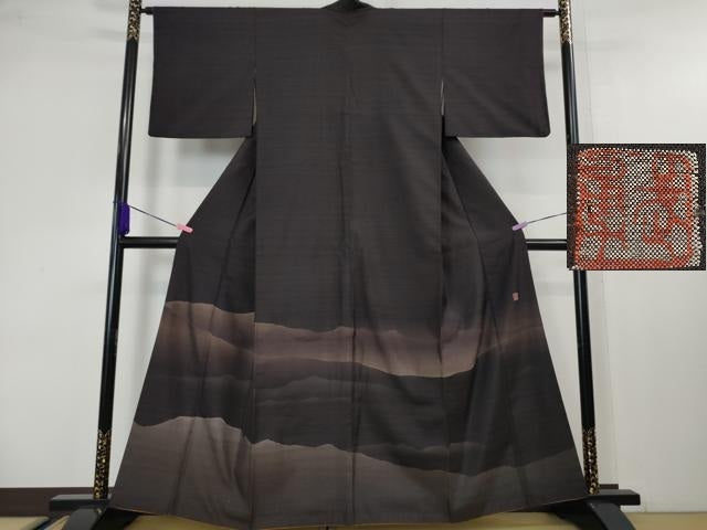 平和屋本店■極上 伝統工芸士 曽根武勇 訪問着 紬地 霞文 逸品 DZAA4243kh5