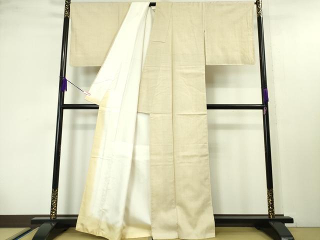 平和屋本店■極上 本場結城紬 重要無形文化財 藤貫謹製 真綿手紬糸 色無地 鳥の子色地 証紙付き 逸品 未使用 DZAA4244kh5