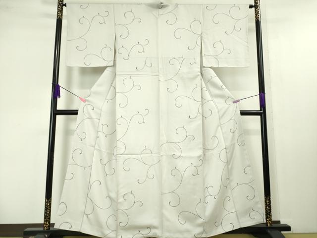 平和屋本店■極上 染織の名門 しょうざん 上代お召 唐草文 白梅鼠色地 証紙付き 逸品 未使用 DZAA4246kh5
