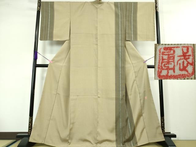 平和屋本店■極上 伝統工芸士 曽根武勇 訪問着 お召地 吉祥間道 逸品 未使用 DZAA4253kh5