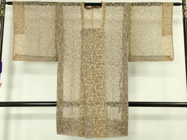 平和屋本店■極上 道行コート オーガンジー スリーシーズン 春夏秋 塵除け ロング丈 花唐草文 暈し染め 三越扱い 逸品 DZAA4255kh5