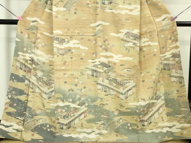 平和屋本店■極上 染織の名門 しょうざん 生紬 訪問着 渡橋人物風景文 逸品 DZAA4264kh5