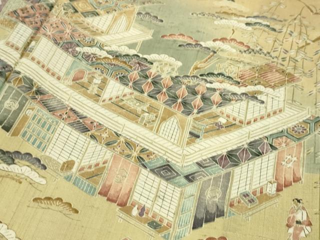 平和屋本店■極上 染織の名門 しょうざん 生紬 訪問着 渡橋人物風景文 逸品 DZAA4264kh5