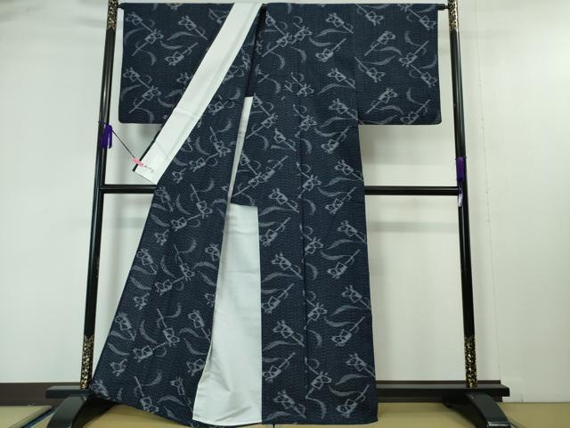 平和屋本店■極上 久留米絣 単衣 綿 馬頭 やまと誂製 逸品 未使用 DZAA4311kh5