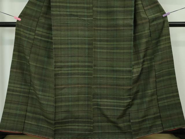 平和屋本店■極上 郡上紬 草木染 格子 逸品 未使用 DZAA4312kh5