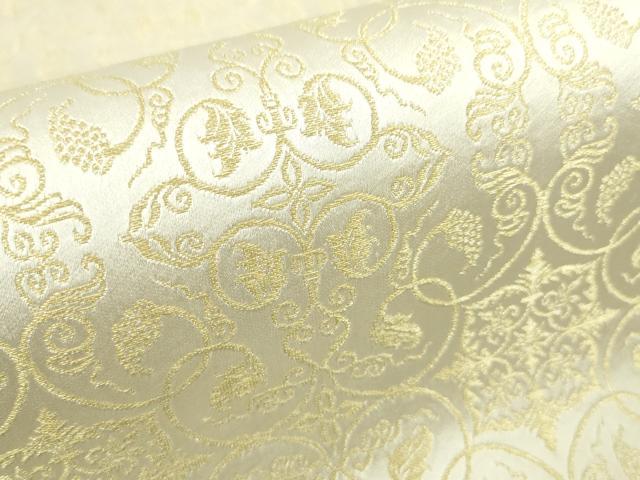 平和屋本店●極上 龍村美術織物 九寸開き名古屋帯 葡萄唐草文錦 金糸 逸品 未使用 DZAA4352kh5