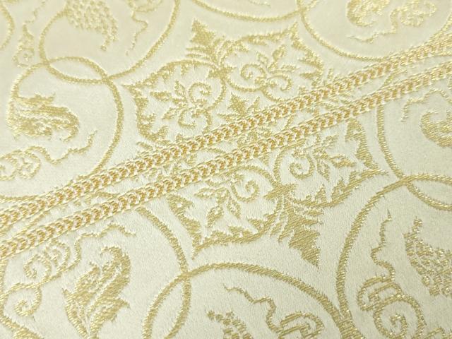 平和屋本店●極上 龍村美術織物 九寸開き名古屋帯 葡萄唐草文錦 金糸 逸品 未使用 DZAA4352kh5