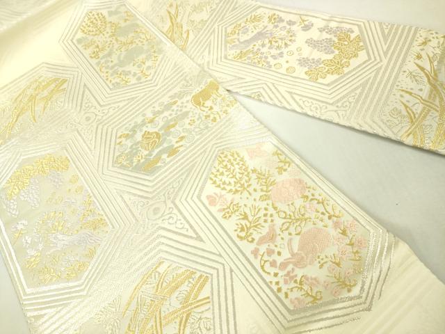 平和屋本店■極上 山口美術織物 皇室 伊勢神宮御用 西陣織 九寸名古屋帯 唐織 伊會保物語 金銀糸 吉永小百合着用 逸品 未使用 DZAA4364kh5