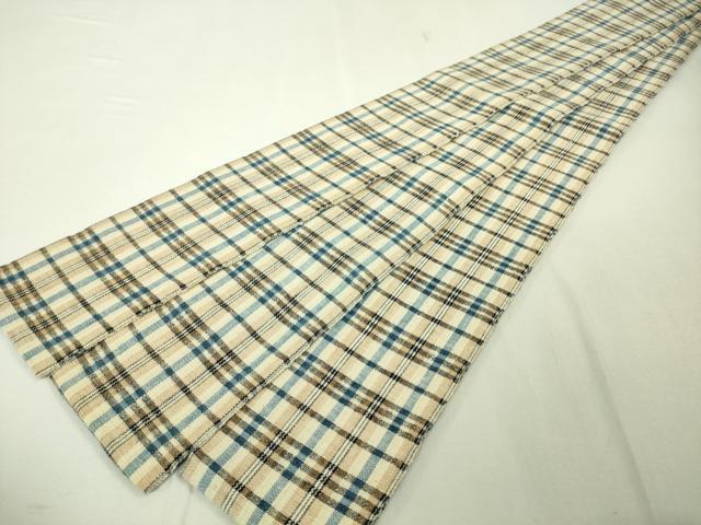 平和屋本店■希少 男性 国指定無形文化財 丹波布 両面 角帯 格子 逸品 未使用 DZAA4367kh5