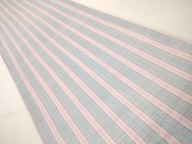 平和屋本店■極上 紅花紬 米沢 両面 全通柄袋帯 横縞 縦縞 逸品 DZAA4378kh5