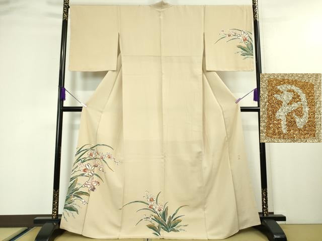 平和屋本店■超希少 染彩芸術の巨匠 皆川月華 訪問着 杜若 肌色地 金彩 縮緬地 逸品 DZAA4412kh5