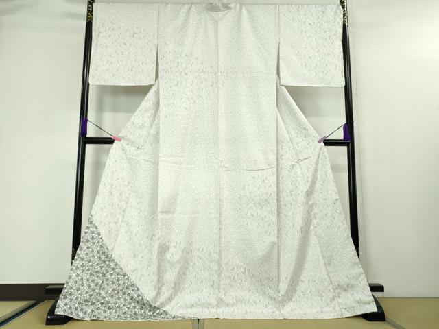 平和屋本店■極上 二代目 川村久太郎 本場大島紬 白大島 訪問着 葵 花唐草文 逸品 未使用 DZAA4417kh5
