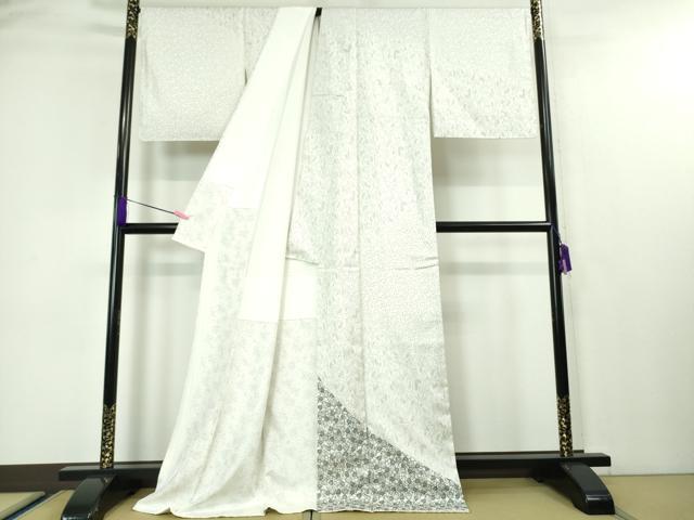 平和屋本店■極上 二代目 川村久太郎 本場大島紬 白大島 訪問着 葵 花唐草文 逸品 未使用 DZAA4417kh5