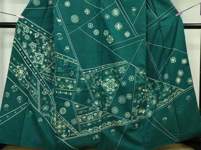 平和屋本店■極上 中国三大刺繍 スワトウ刺繍 総刺繍 本場縞大島紬 訪問着 正倉院花文 鉄色地 まさき織物 証紙付き 逸品 DZAA4424kh5