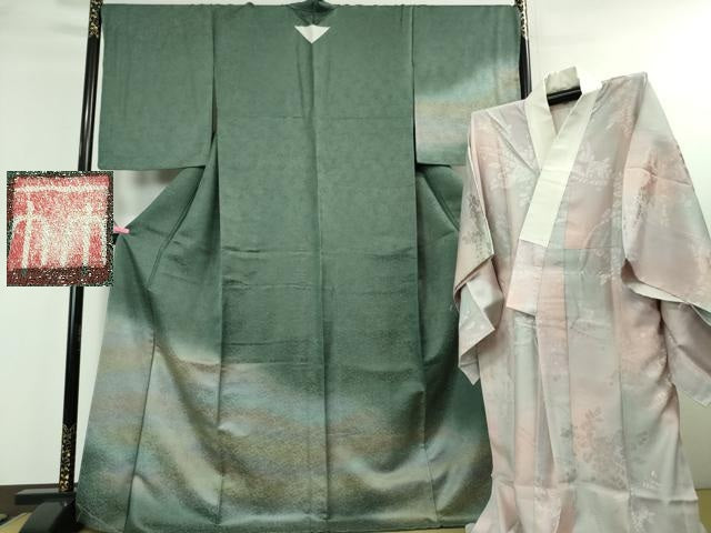 平和屋本店■極上 久保田一竹 幻の辻が花 訪問着・長襦袢(無双仕立て)セット 暈し染め 銀通し地 やまと金ラベル 逸品 未使用 DZAA4430kh5