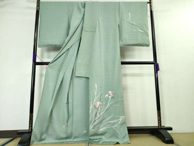 平和屋本店■極上 加賀友禅の巨匠 初代 由水十久 訪問着 仮絵羽 蟹 杜若 薄青色地 上代108万円 証紙・タグ付き 逸品 DZAA4432kh5