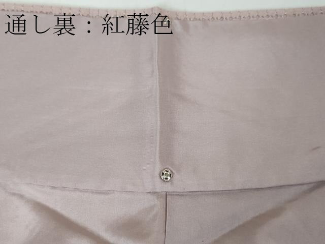 平和屋本店●極上 中国三大刺繍 スワトウ刺繍 汕頭刺繍 訪問着 渡橋人物風景 暈し染め 紅藤色地 金糸 逸品 DZAA4435kh5