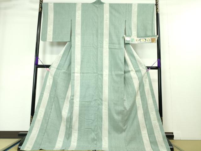 平和屋本店■極上 本場結城紬 重要無形文化財 わさび色百亀甲帯状 そごう百貨店 証紙・証明書付き 逸品 未使用 DZAA4439kh5