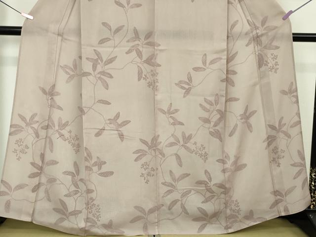 平和屋本店▽極上 小紋 無双 紗×絽 南天枝葉文 薄柿色地 逸品 DZAA4448kh5