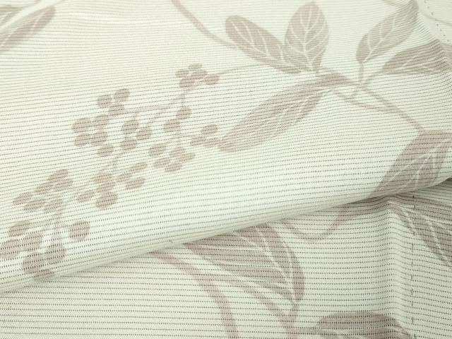 平和屋本店▽極上 小紋 無双 紗×絽 南天枝葉文 薄柿色地 逸品 DZAA4448kh5
