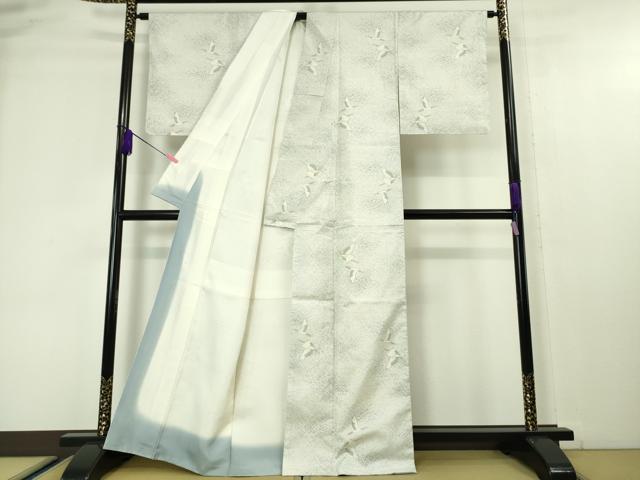 平和屋本店■極上 本場大島紬 白大島 群鶴 逸品 未使用 DZAA4457kh5