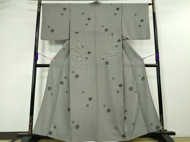 平和屋本店●極上 江戸小紋 万筋 名物裂 雪輪重ね 蝉色×灰青色 逸品 DZAA4460kh5