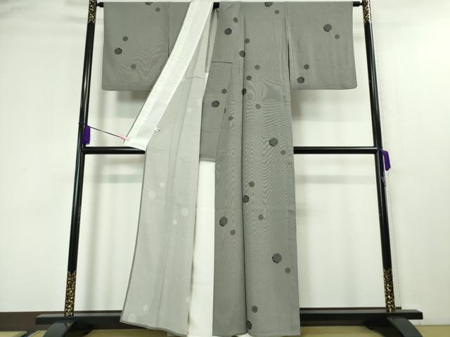 平和屋本店●極上 江戸小紋 万筋 名物裂 雪輪重ね 蝉色×灰青色 逸品 DZAA4460kh5