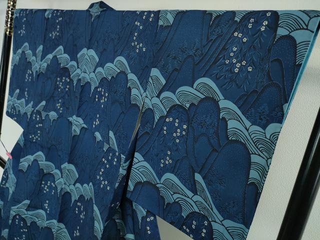 平和屋本店■希少 本場手染琉球紅型 森田紅型 訪問着 重ね山 反端付き 逸品 DZAA4478kh5