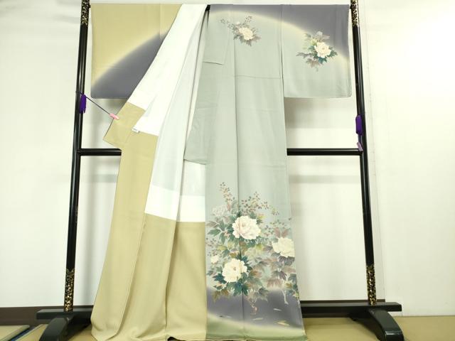 平和屋本店■極上 十日町 加賀草木友禅の第一人者 田村哲彦 訪問着 鶏 牡丹 笹竹 暈し染め 逸品 未使用 DZAA4483kh5