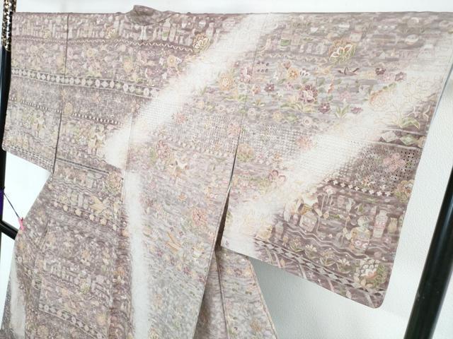 平和屋本店■極上 中国三大刺繍 スワトウ刺繍 汕頭刺繍 訪問着 古代人物壁画文様 暈し染め 金糸 逸品 未使用 DZAA4493kh5
