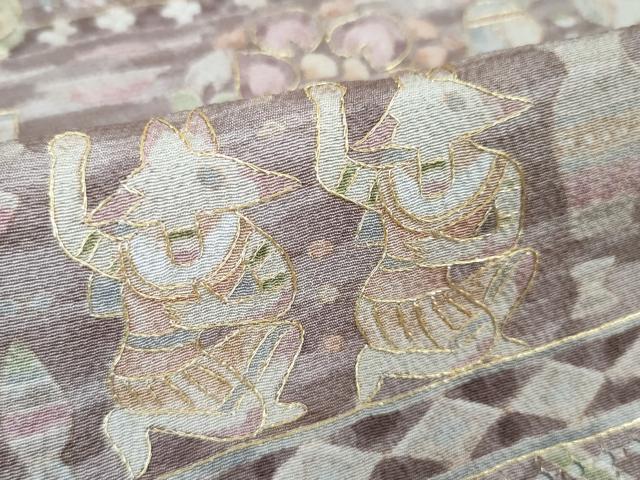 平和屋本店■極上 中国三大刺繍 スワトウ刺繍 汕頭刺繍 訪問着 古代人物壁画文様 暈し染め 金糸 逸品 未使用 DZAA4493kh5