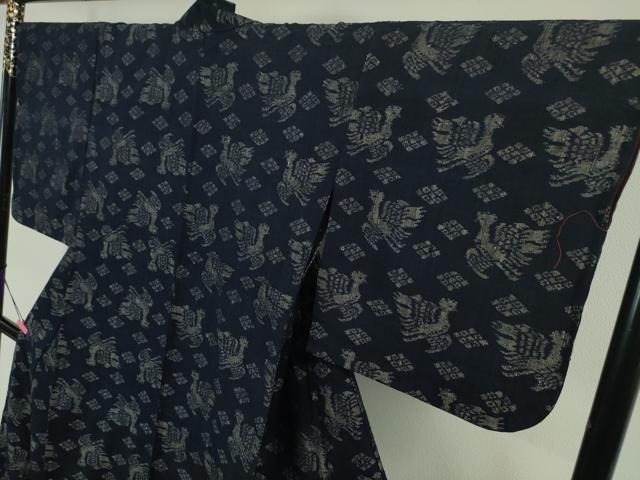 平和屋本店●極上 浦野理一 経節紬 背抜き仕立て 鳳凰文 逸品 DZAA4498kh6