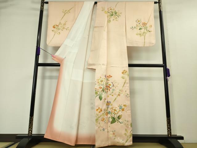 平和屋本店■極上 野口彦太郎 大彦三代目 江戸染繍友禅 訪問着 駒刺繍 枝花文 洗柿色地 金銀糸 高島屋扱い 逸品 DZAA4499kh5