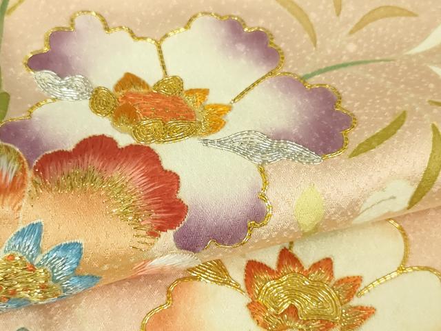 平和屋本店■極上 野口彦太郎 大彦三代目 江戸染繍友禅 訪問着 駒刺繍 枝花文 洗柿色地 金銀糸 高島屋扱い 逸品 DZAA4499kh5