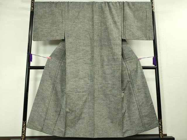平和屋本店■極上 男性 紬 アンサンブル 長羽織(ひげ紬)セット キングサイズ 灰色 逸品 DZAA4522kh5