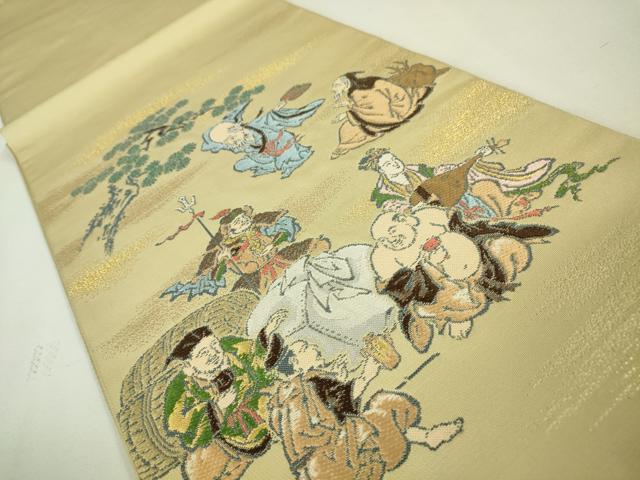 平和屋本店■極上 龍村美術織物 たつむら 太鼓柄 本袋帯 七福神瑞祥文 金糸 逸品 DZAA4552kh5