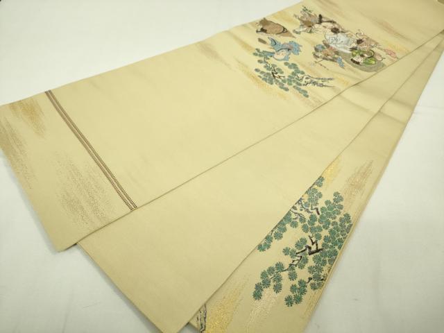 平和屋本店■極上 龍村美術織物 たつむら 太鼓柄 本袋帯 七福神瑞祥文 金糸 逸品 DZAA4552kh5