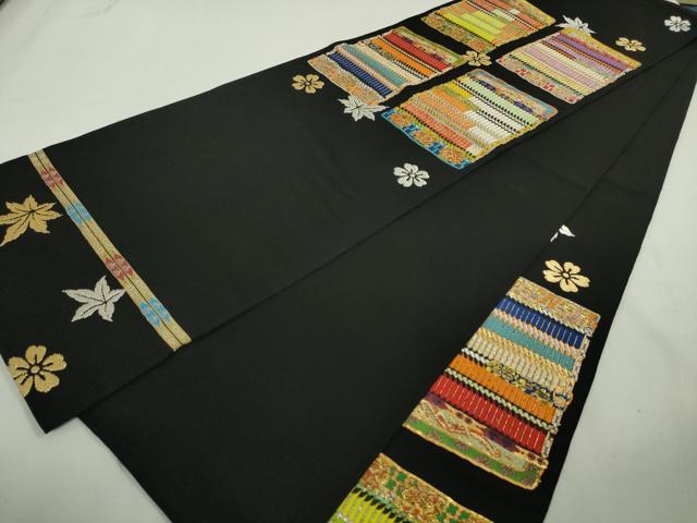 平和屋本店●最高級 龍村平蔵製 六通柄 本袋帯 威毛錦 黒地 金銀糸 逸品 DZAA4601kh5
