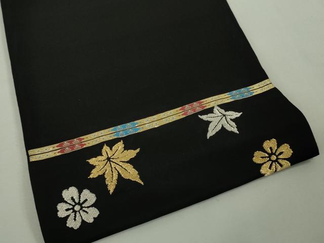 平和屋本店●最高級 龍村平蔵製 六通柄 本袋帯 威毛錦 黒地 金銀糸 逸品 DZAA4601kh5